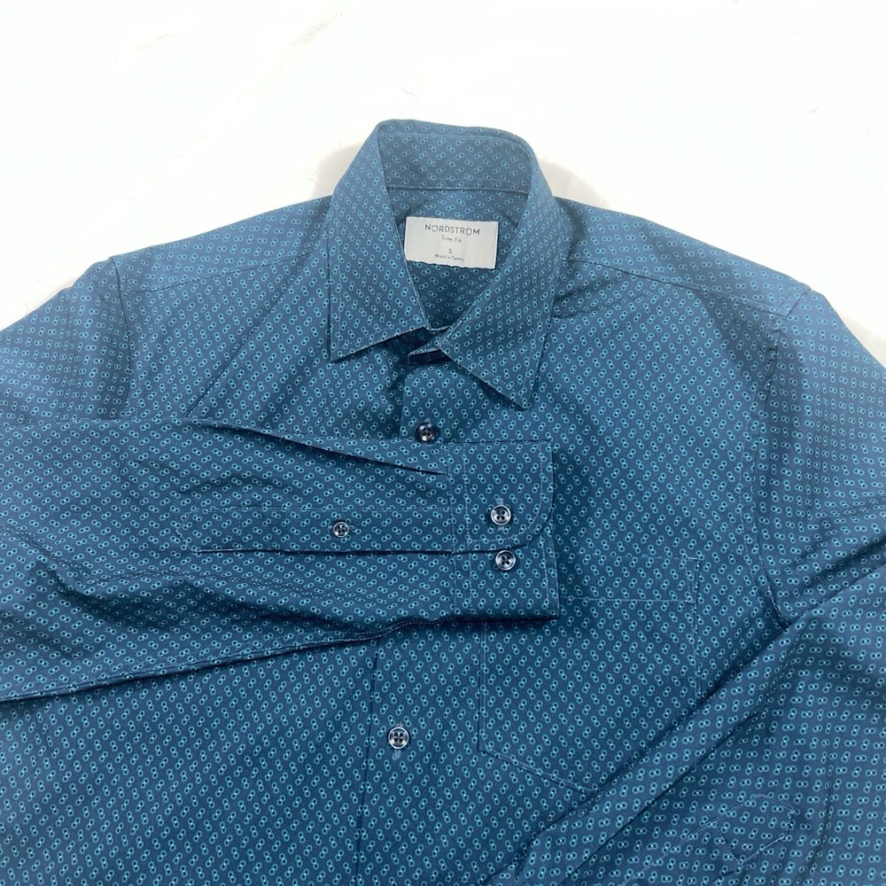 Nordstrom Men's Trim Fit Dress Shirt Small Blue On Blue
